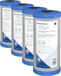 Pentair Pentek EPM-BB Big Blue Carbon Water Filter,10',Whole House Modified Epsilon Carbon Block Replacement Cartridge with Bonded Powdered Activated_Carbon (PAC) Filter,10'x4.5',10 Micron (Pack of 4)