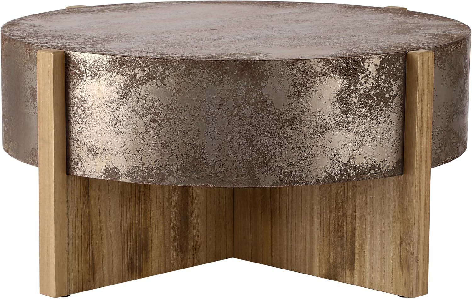 Christopher Knight Home Industrial Rustic Round Coffee Table 33.4'' Vintage Center Cocktail Table with Distressed Rust Finish for Living Room, Easy Assembly