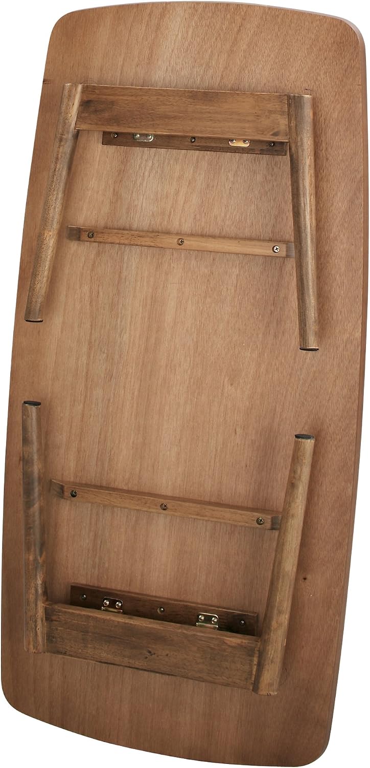 AZUMAYA Folding Legs Table W41.3 x D20.5 x H14.0 Inches Natural Walnut and Rubber Wood Material Home and Living Coffee Table Walnut Wood Color TAC-229WAL