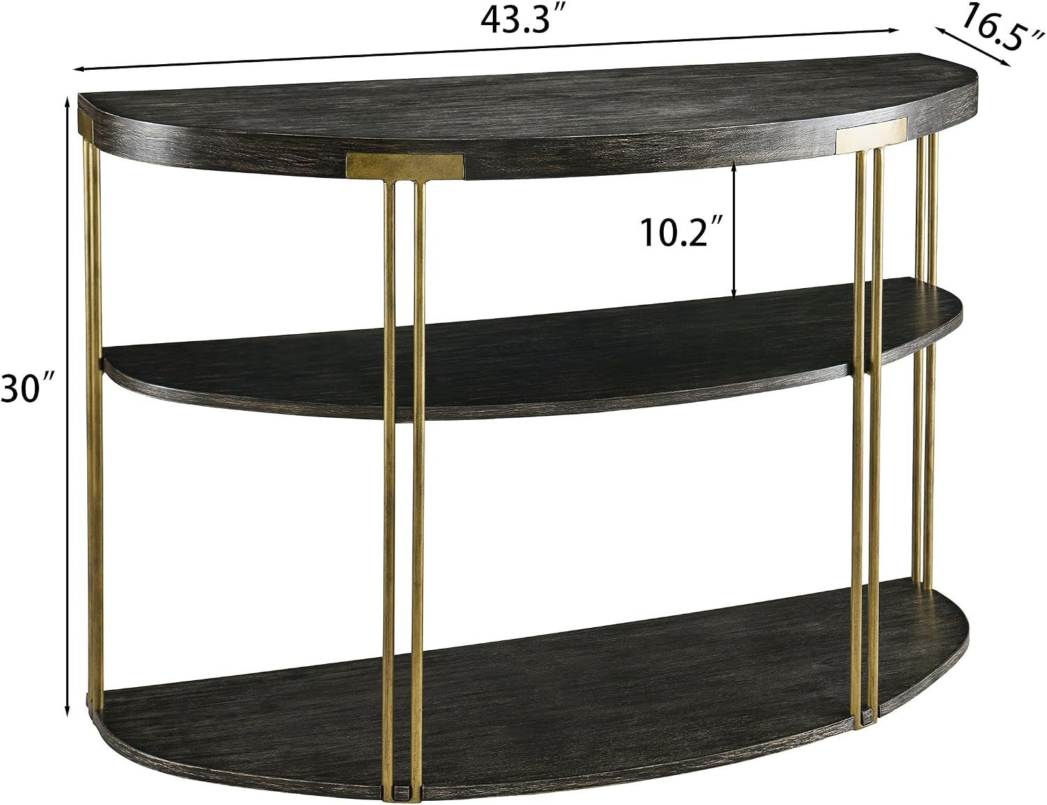 Biaco Modern Industrial Coffee Table Set of 3 - Living Room Furniture Set with Coffee, Side, and Console Tables - Antique Accent, Birch Veneer Texture & Gold Metal Legs, Brushed Black