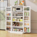 47in Kitchen Pantry Cabinet, Wood Kitchen Storage Pantry Cabinets Freestanding Pantries Cabinets with Doors & Adjustable Shelves, White