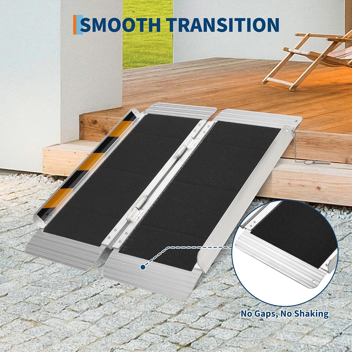 Aluminum Portable Wheelchair Ramp Folding Ramp w/Non-Slip Surface, Threshold for Home Steps, Scooter for Car, Doorways, Curbs & Stairs, 600 Lbs Capacity