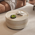 LUMISOL 27.5' Round Coffee Table, Faux Marble Center Table with Drum Design, Contemporary Side Table with Durable Construction for Living Room, Office, Apartment, No Assembly Required, Beige