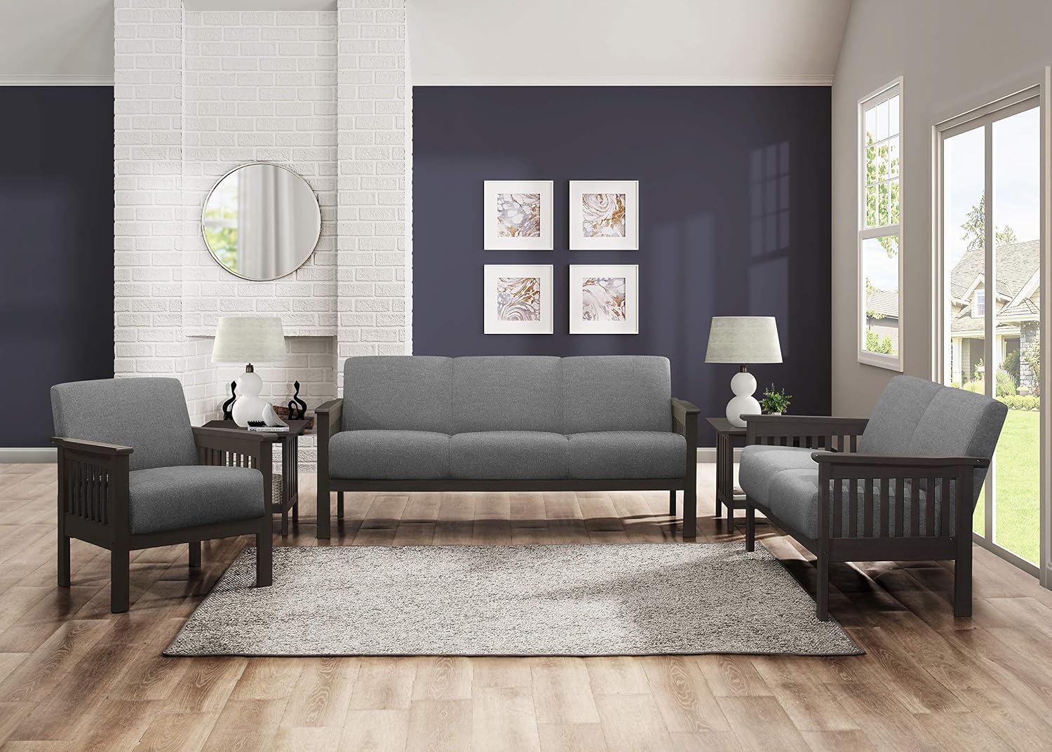 Lexicon Noel 49.5' W Fabric Living Room Sofa Loveseat, Gray