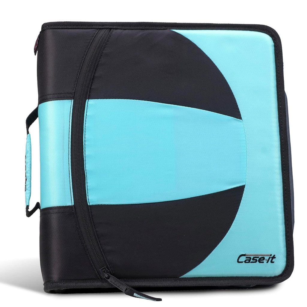 Case-it The Dual 2-in-1 Zipper Binder | Two 1.5-Inch D-Rings, 600 Sheet Capacity, Pencil Pouch & Multiple Pockets | School & Office Organizer with Shoulder Strap | Dual-101 Spearmint (Pack of 6)