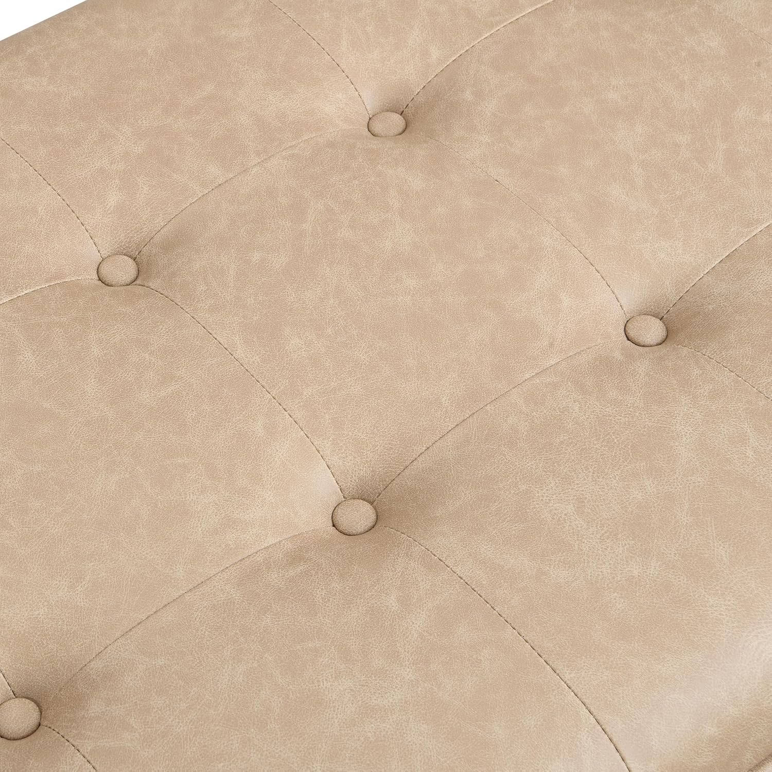 Merax 48.4' Rectangle Tufted Upholstered Cocktail Ottoman, Leather Ottoman Coffee Table, PU Leather Ottoman for Living Room, Bedroom, Office,Taupe Brown