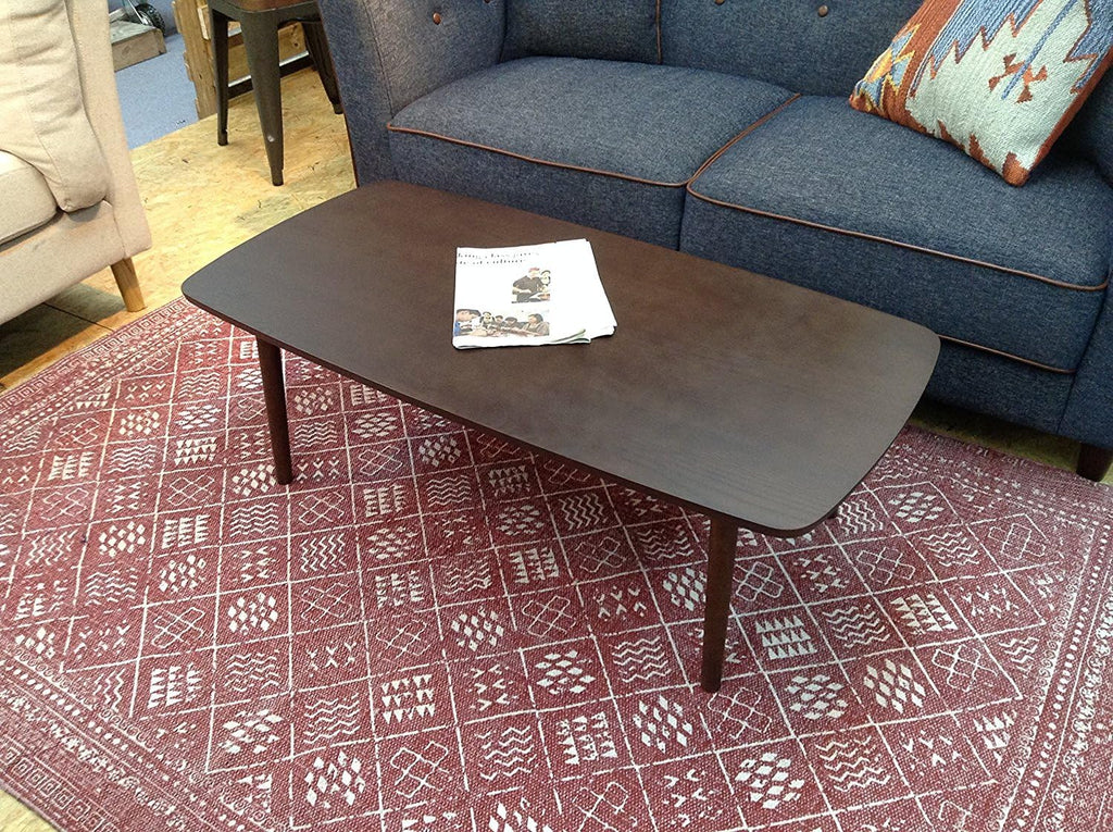 AZUMAYA Folding Legs Table W41.3 x D20.5 x H14.0 Inches Natural Ash and Rubber Wood Material Home and Living Coffee Table Dark Brown Color SGS-229DBR