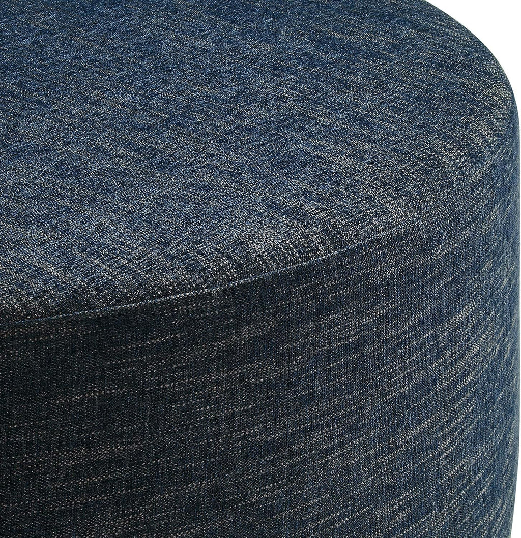 Modway Callum 38 Inch Round Ottoman in Heathered Weave Azure - Heathered Woven Fabric - Versatile Upholstered Coffee Table and Footrest - Couch Ottoman - Living Room Accent Table