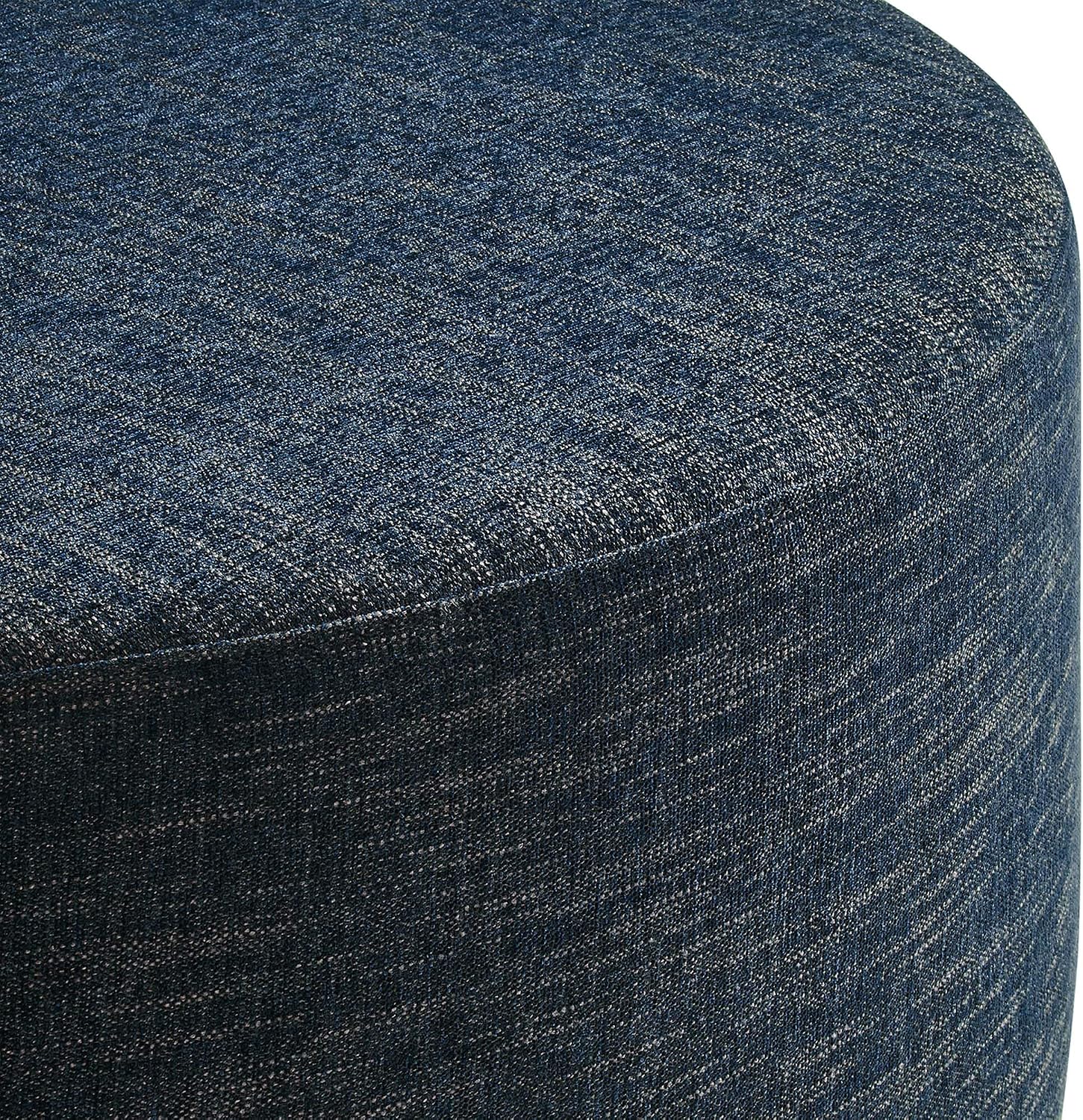 Modway Callum 38 Inch Round Ottoman in Heathered Weave Azure - Heathered Woven Fabric - Versatile Upholstered Coffee Table and Footrest - Couch Ottoman - Living Room Accent Table