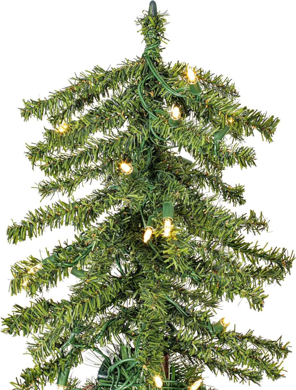 Pemberly Row Natural Alpine Artificial Christmas Tree Set, 2', 3', 4' Sizes, 633 Green PVC Tips, Unlit, Metal Stands, Rustic Seasonal Decor for Tabletops, Living Areas, Small Spaces
