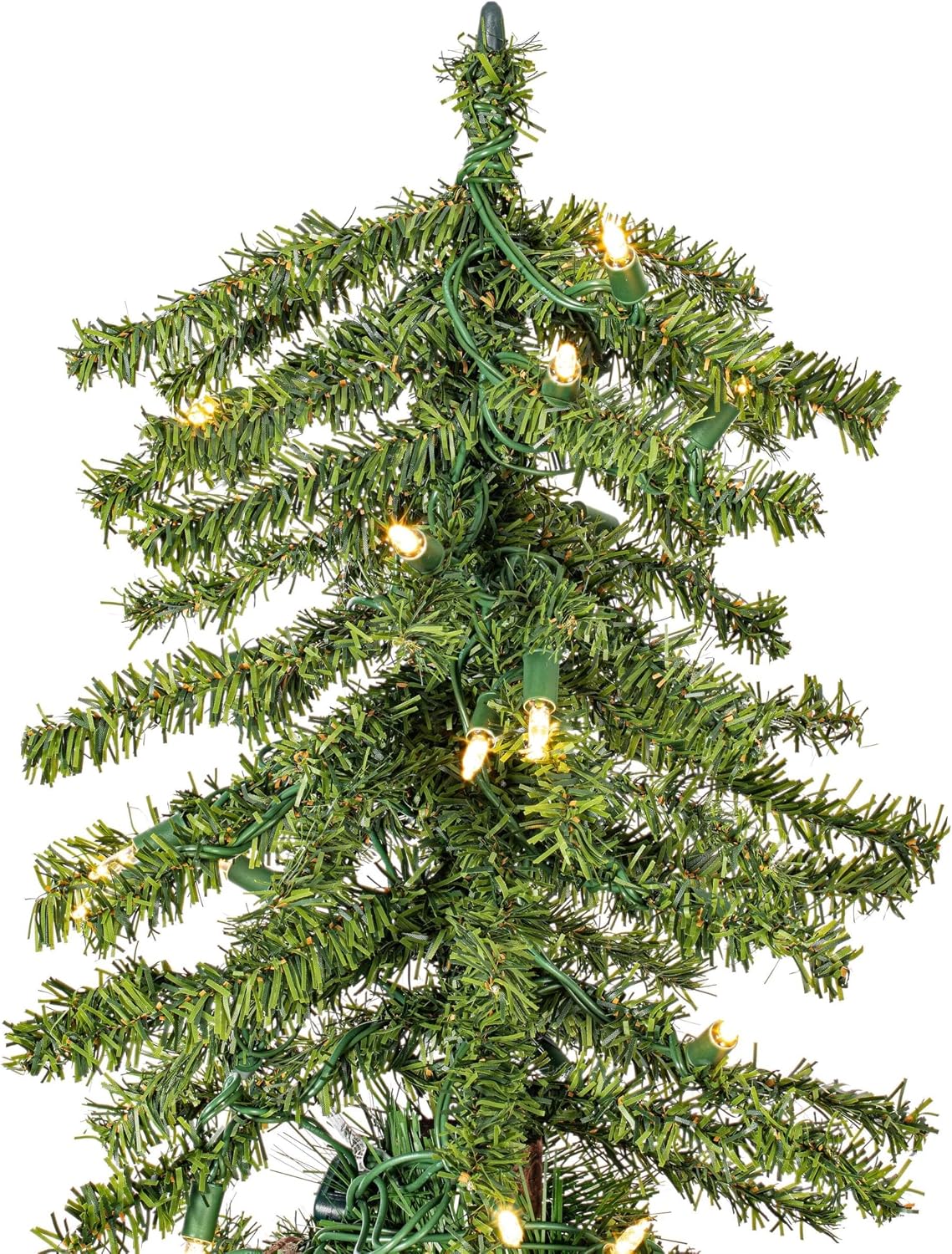 Pemberly Row Natural Alpine Artificial Christmas Tree Set, 2', 3', 4' Sizes, 633 Green PVC Tips, Unlit, Metal Stands, Rustic Seasonal Decor for Tabletops, Living Areas, Small Spaces