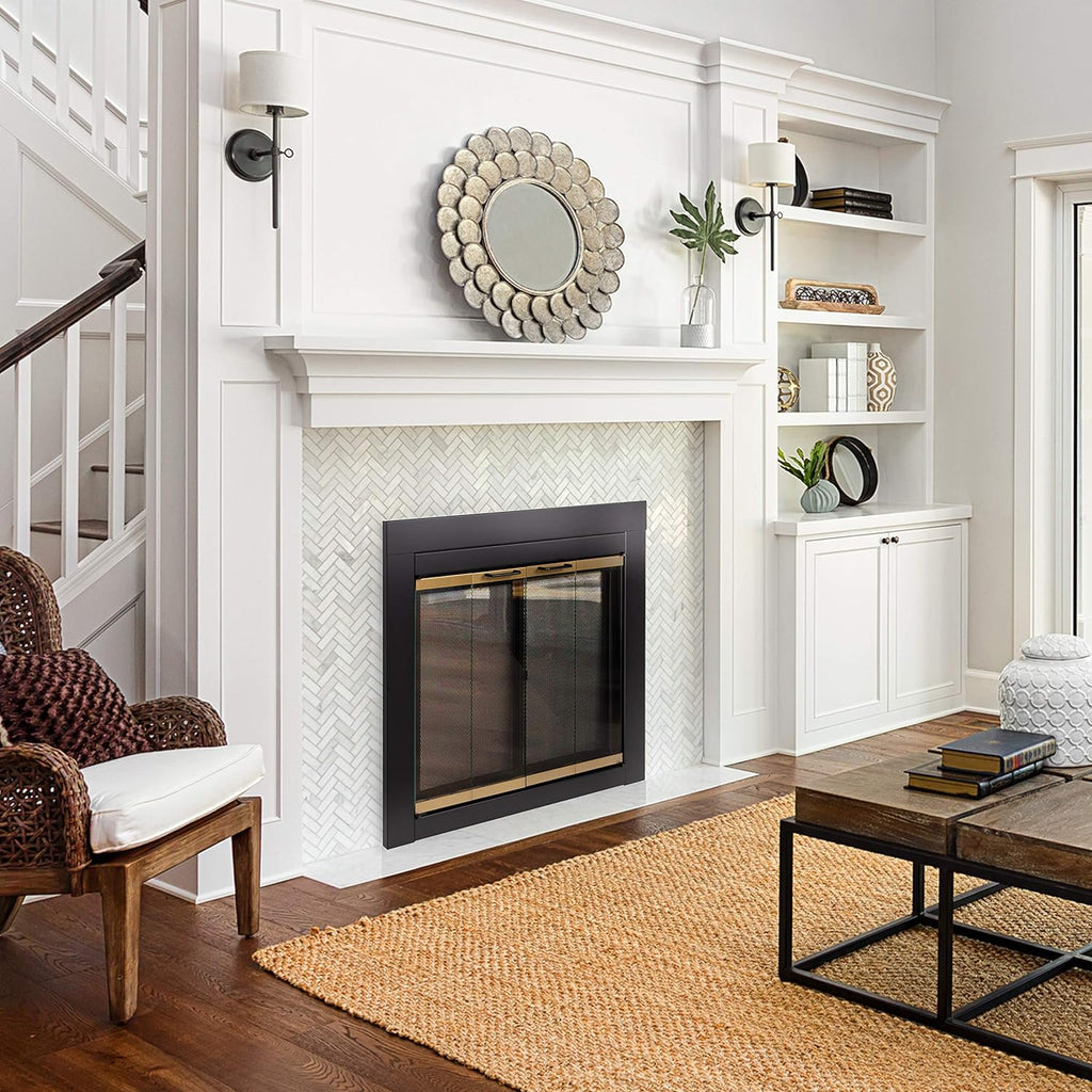 Pleasant Hearth AR-1021 Arrington Fireplace Glass Door, Black, Medium