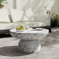Merax Faux Marble Coffee Table, Indoor Outdoor MGO Top Side Table, Handcrafted Finish Modern Accent Table for Living Room, Patio, Garden, No Assembly Required