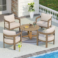 Outdoor Patio Furniture Set, 5 Pieces Modern Metal Patio Conversation Set with 6' Thick Cushions, Outdoor Lounge Sofa 350lbs for Backyard Porch Balcony, Beige