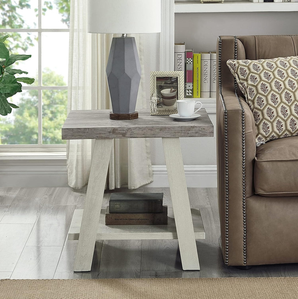 3-Piece Living Room Table Set, Coffee Table& Two End Tables, Side Table with Wood Storage Shelf for Living Room, Bedroom (Beige, 48' L x 24' W x 19' H)
