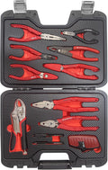 VAMPLIERS 10-PC Stripped Screw Extractor Tool Set with Toolbox Storage Case: 8x Made in Japan Screw Removal Pliers, 1x Vise-Grip Locking Plier & 1x Recessed Screw Extractor.