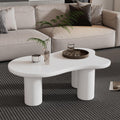 Merax 44' W Irregular Cloud Style White Coffee Table with 1.5' Thickness Tabletop, Wooden End Table Center Table with Round Edge and 3 Sturdy Legs for Living Room or Bedroom