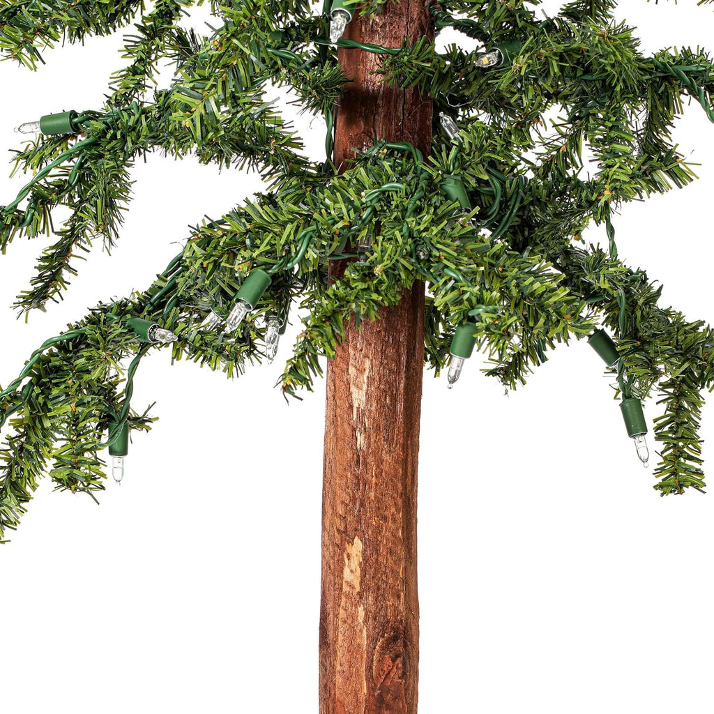 Pemberly Row Natural Alpine Artificial Christmas Tree Set, 2', 3', 4' Sizes, 633 Green PVC Tips, Unlit, Metal Stands, Rustic Seasonal Decor for Tabletops, Living Areas, Small Spaces