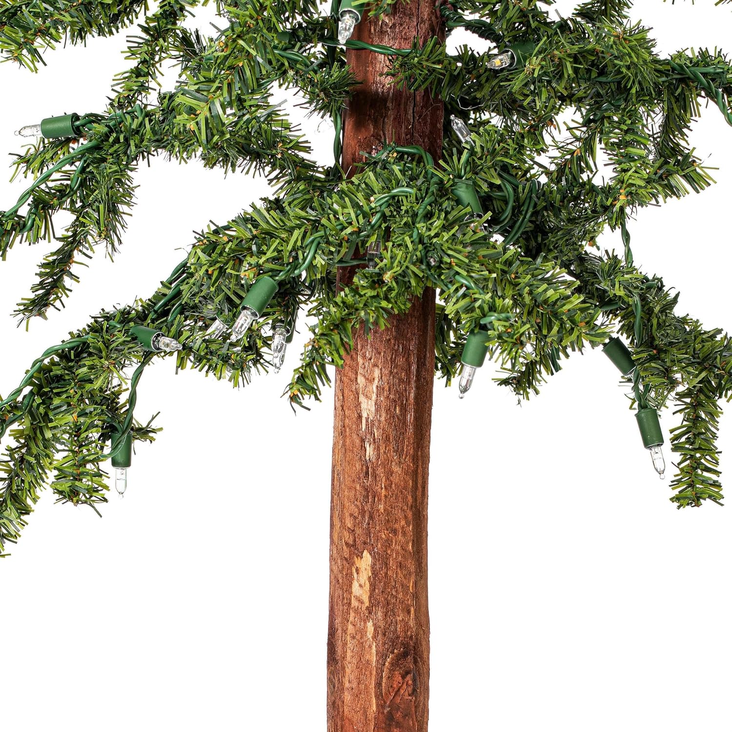 Pemberly Row Natural Alpine Artificial Christmas Tree Set, 2', 3', 4' Sizes, 633 Green PVC Tips, Unlit, Metal Stands, Rustic Seasonal Decor for Tabletops, Living Areas, Small Spaces