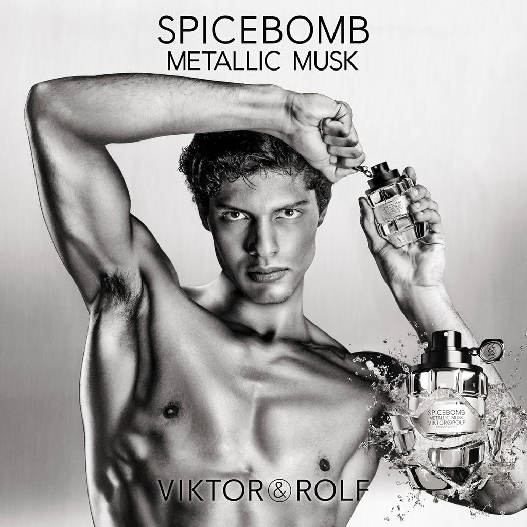 Viktor&Rolf - Spicebomb Metallic Musk Eau de Parfum 3-Piece Set ($205 Value) - Cologne for Men - Ambery Fragrance - Full Size, 3 Fl Oz & 2 Travel Size, 0.3 Fl Oz