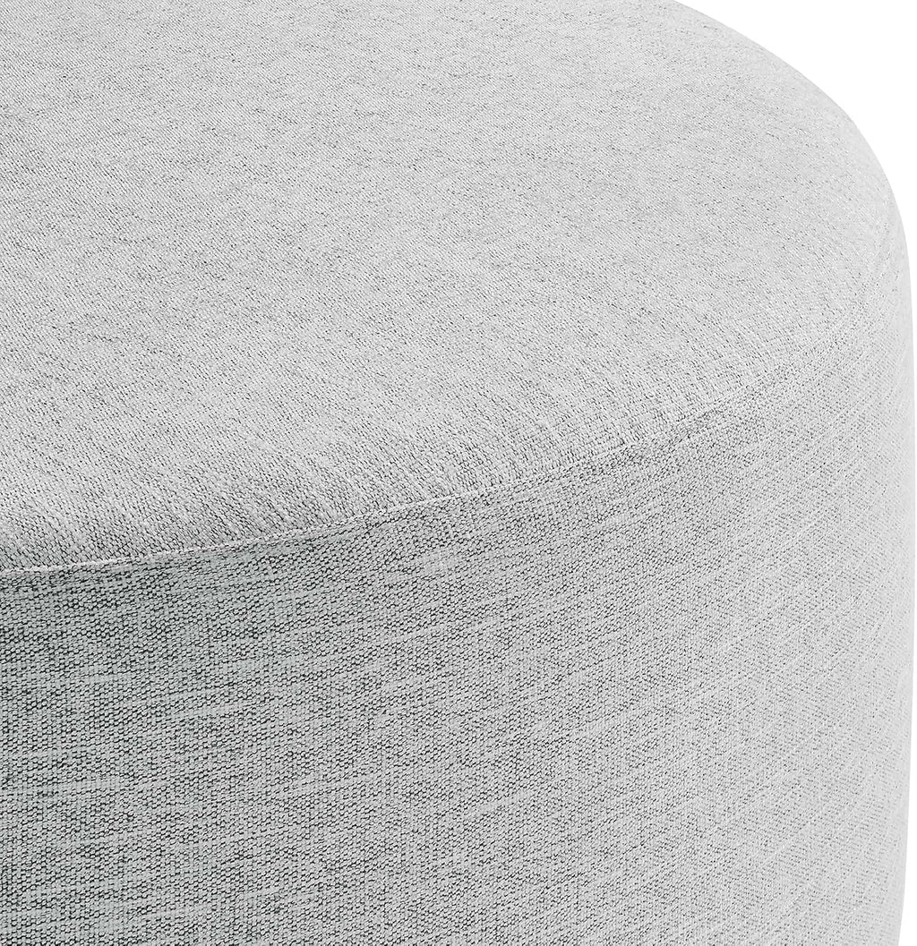 Modway Callum 38 Inch Round Ottoman in Heathered Weave Light Gray - Heathered Woven Fabric - Versatile Upholstered Coffee Table and Footrest - Couch Ottoman - Living Room Accent Table