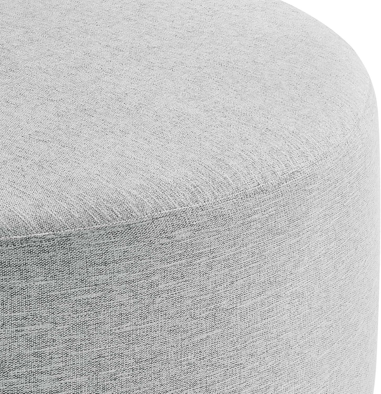 Modway Callum 38 Inch Round Ottoman in Heathered Weave Light Gray - Heathered Woven Fabric - Versatile Upholstered Coffee Table and Footrest - Couch Ottoman - Living Room Accent Table