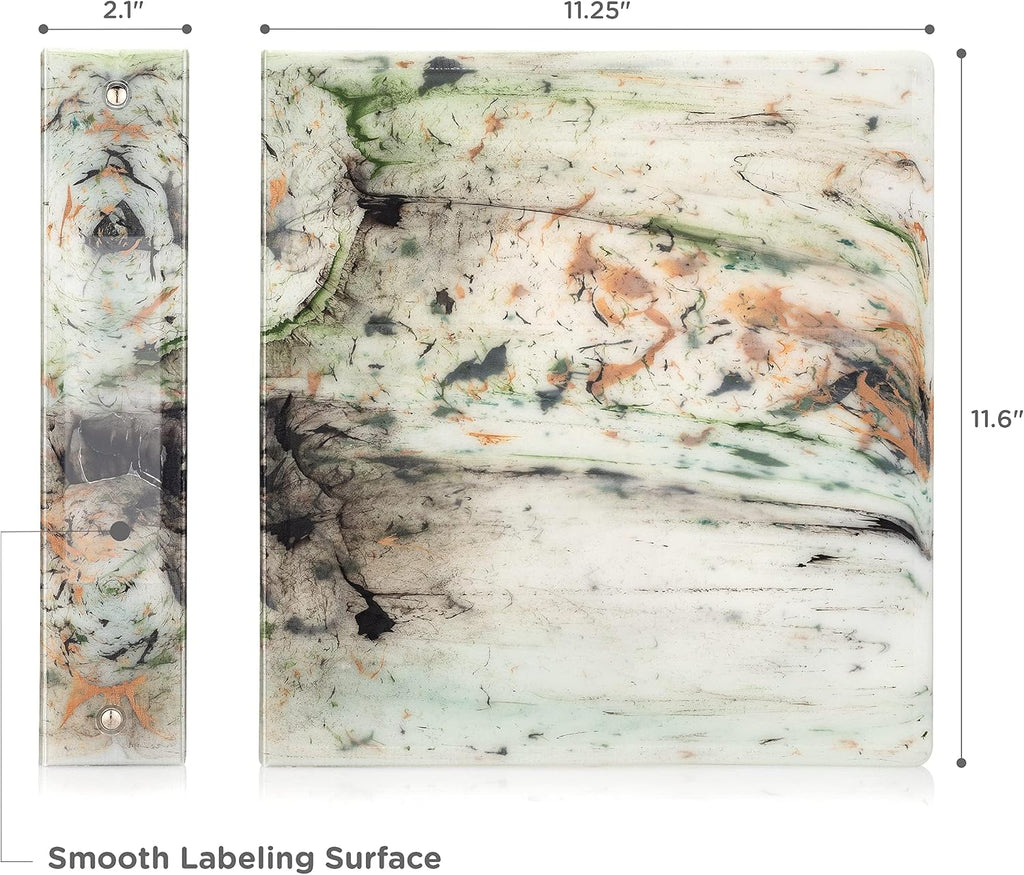 Carstens Limited Edition 1.5-Inch Green Marble Heavy Duty 3-Ring Binder – Side Opening, Waterproof, Durable Plastic, No-Gap Rings, Holds 250 Sheets, BPA-Free, Made in USA (2053-3R), Case of 20