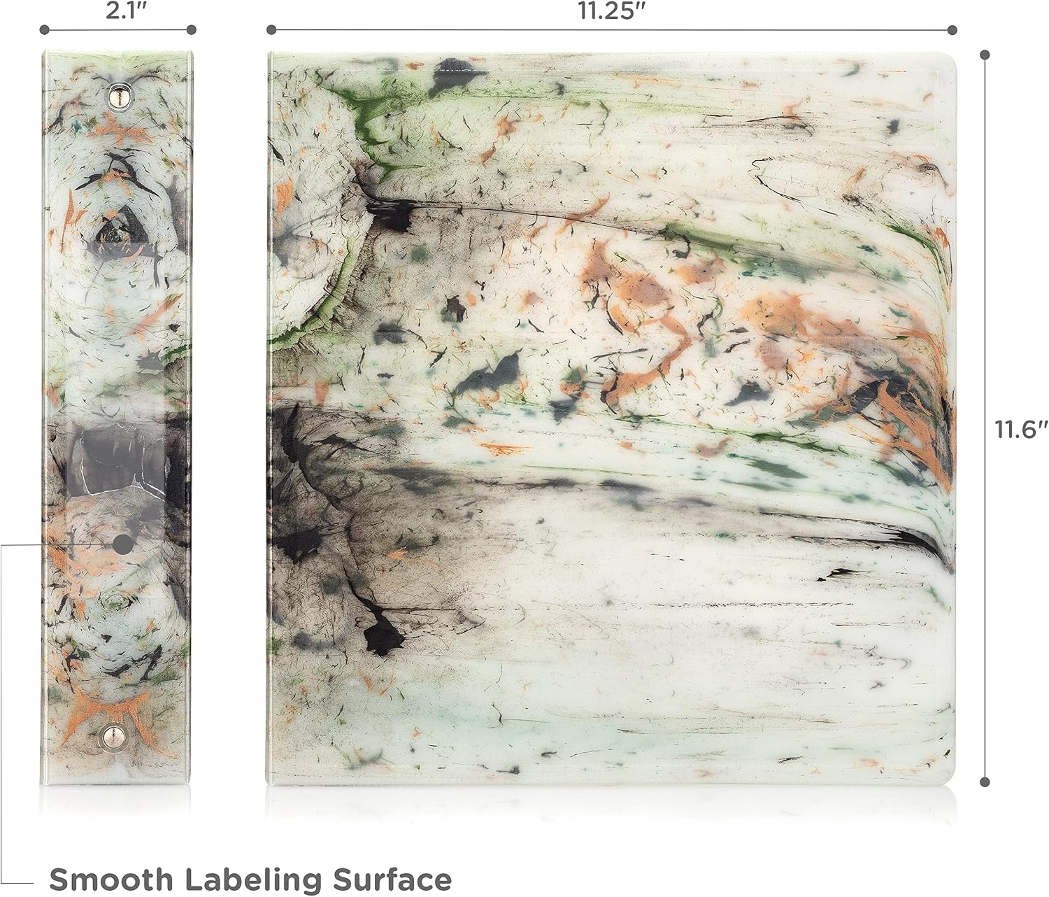 Carstens Limited Edition 1.5-Inch Green Marble Heavy Duty 3-Ring Binder – Side Opening, Waterproof, Durable Plastic, No-Gap Rings, Holds 250 Sheets, BPA-Free, Made in USA (2053-3R), Case of 20