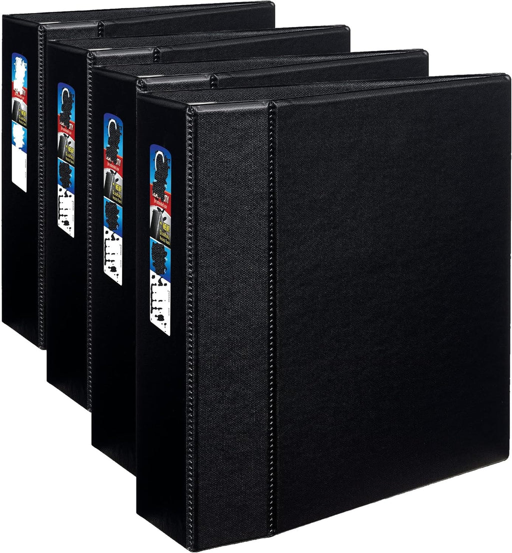 Avery Heavy-Duty Binder with 4-Inch One Touch EZD Ring, Black (79984) (Pack of 4)