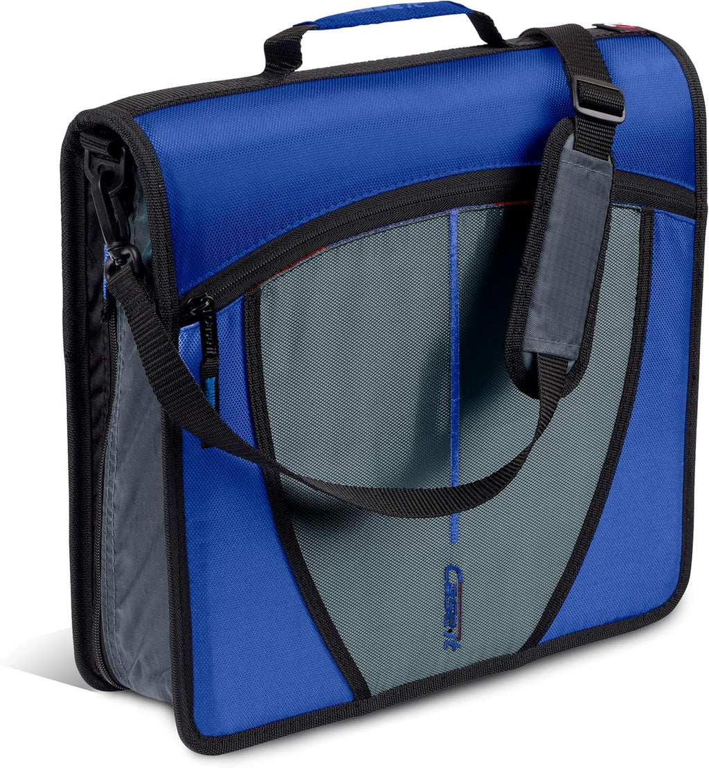 Case-it Binder File Folder 3-inch O-Ring Midnight Blue | 5-Tab Expanding | Zippered Pockets | With Handle and Strap | Pack of 6