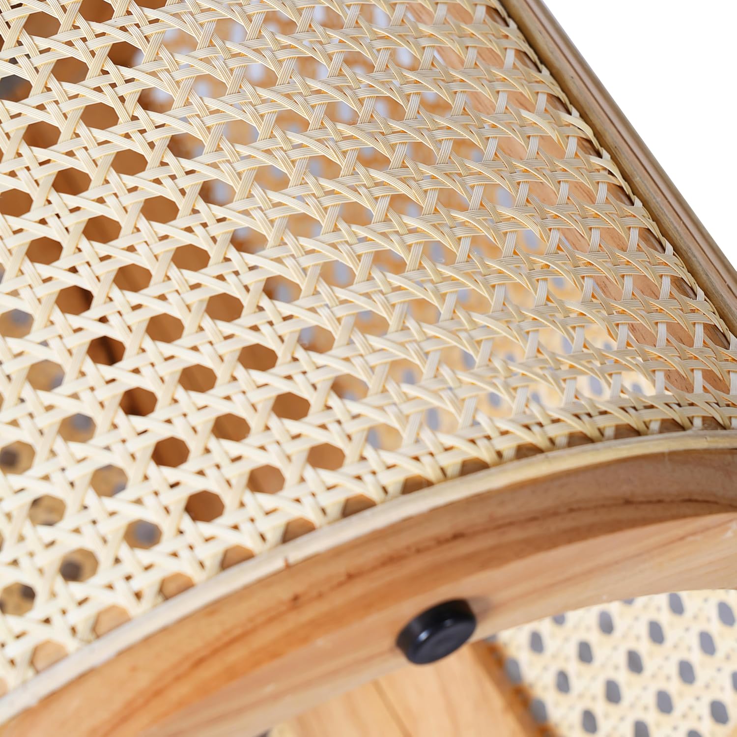 Christopher Knight Home Aurl 15.70' Round End Table, Hollow Woven Side Table, Small Rubber Wood Nightstand, Rattan Woven Tea Desk, Round Wood Tabletop, Chic Home Deor Desk, Easy Assembly, Natural