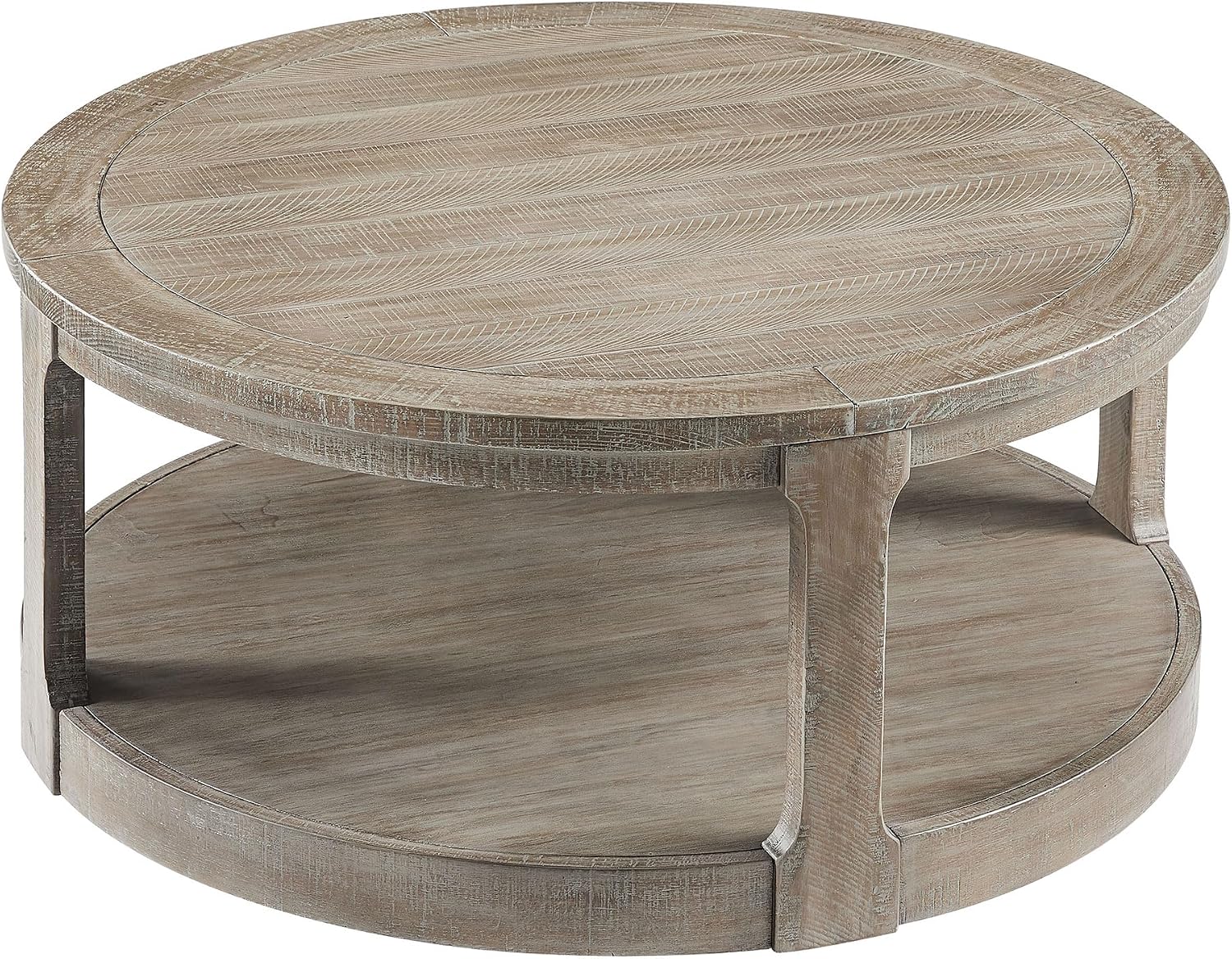 40'' Round Wood Coffee Table Circle Coffee Table with 4 Wheel for Living Room, Moveable Modern Retro Farmhouse Style, Easy Assembly, Light Brown (ø40'' x 17.52'')
