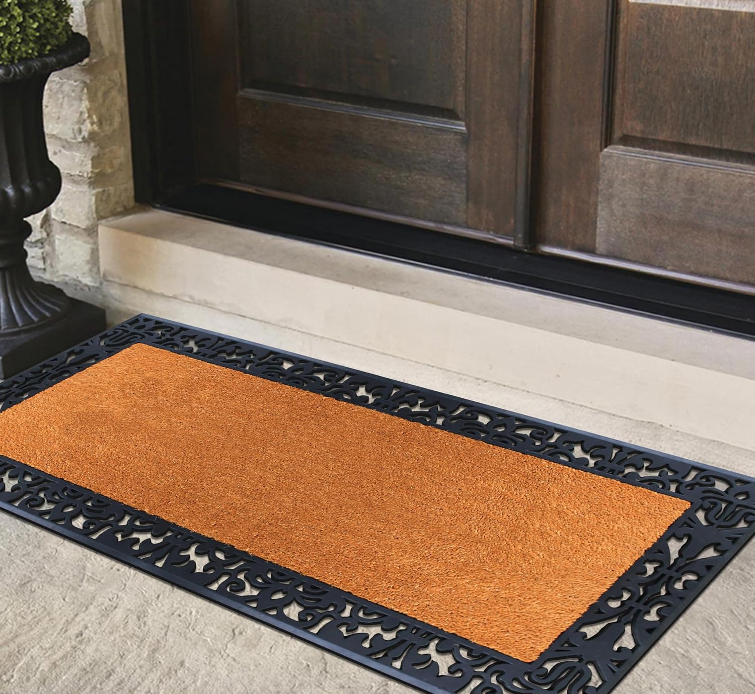 A1 Home Collections Natural Coir & Rubber Door Mat, 30'x60' - Thick, Durable, Heavy Duty, Anti-Shed, Fade-Resistant, Long-Lasting Outside Entrance Large Doormat for Front Porch
