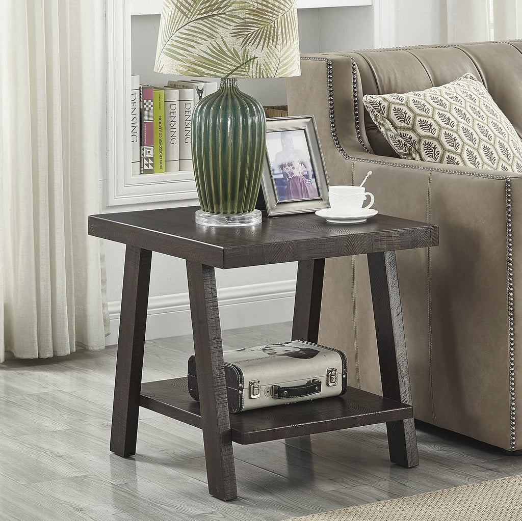 3-Piece Living Room Table Set, Coffee Table& Two End Tables, Side Table with Wood Storage Shelf for Living Room, Bedroom (Espresso, 48' L x 24' W x 19' H)