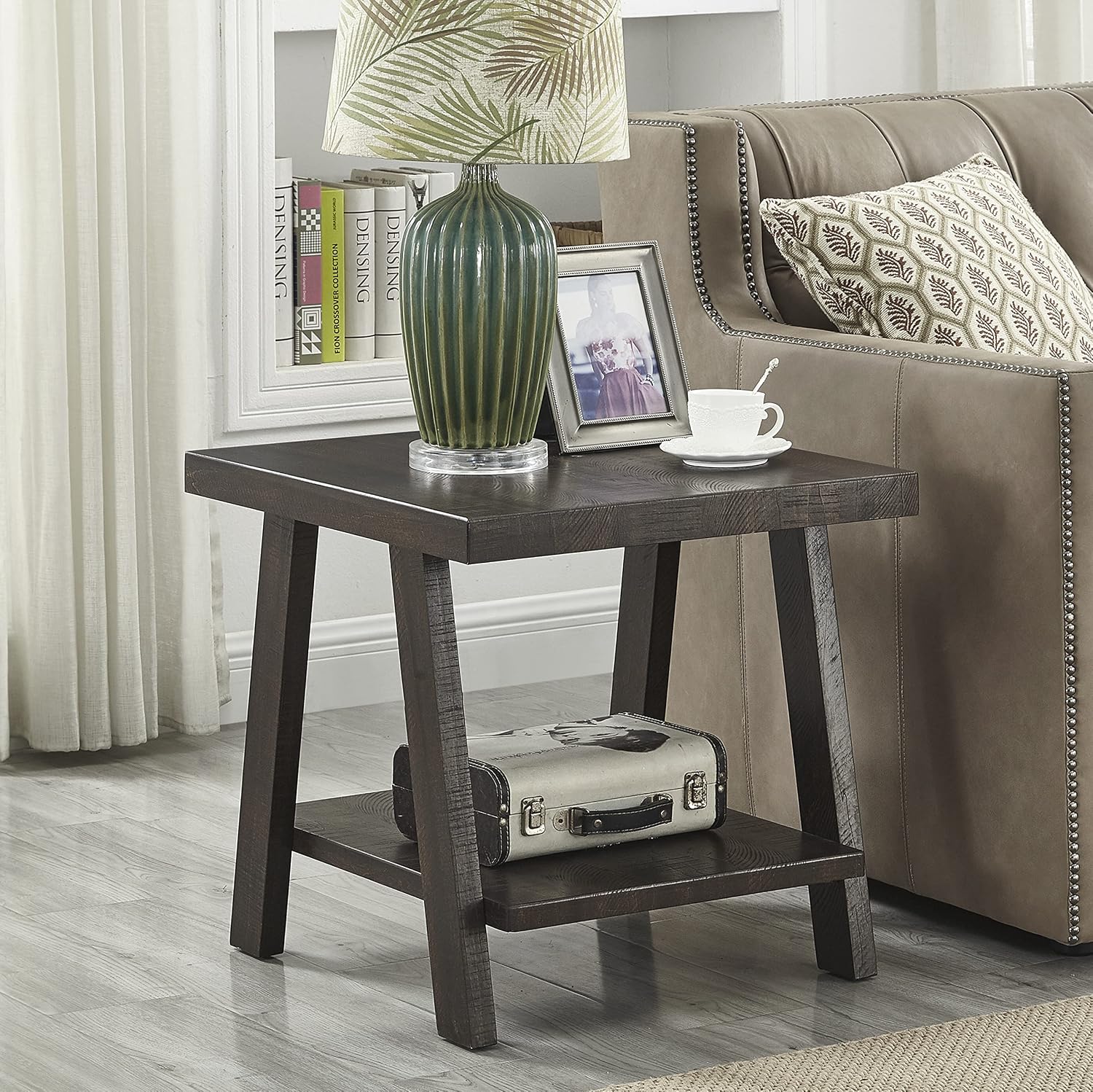 3-Piece Living Room Table Set, Coffee Table& Two End Tables, Side Table with Wood Storage Shelf for Living Room, Bedroom (Espresso, 48' L x 24' W x 19' H)