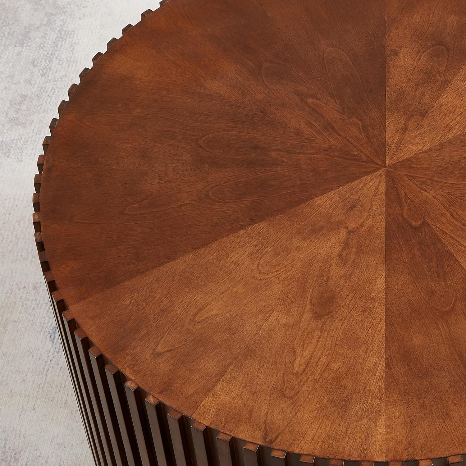 Round Wood Coffee Table Set of 2, Handcraft Drum Side Table End Table for Living Room, Modern Circle Wooden Coffee Table Set for Small Space, No Need Assembly(Espresso,31x31x16 in)
