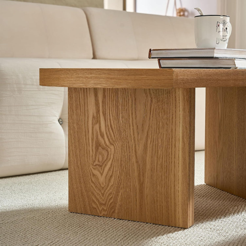 Modern Nesting Coffee Table Set of 2, Natural Wooden Coffee Table for Living Room, Small Center Table End Table Sets with Rustic Wood Grain for Bedroom Office Cafe Oka 31.5' W x13.77 H