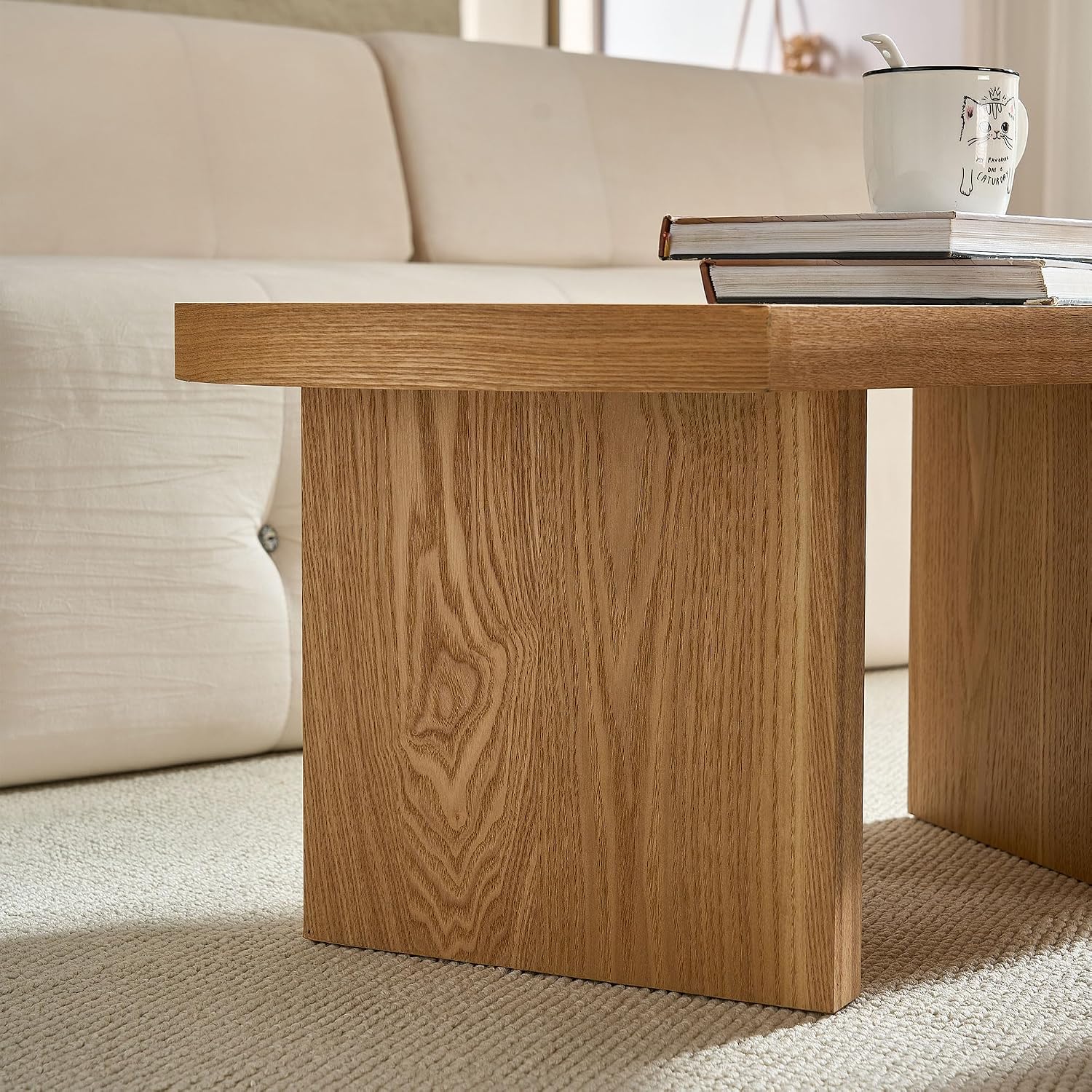 Modern Nesting Coffee Table Set of 2, Natural Wooden Coffee Table for Living Room, Small Center Table End Table Sets with Rustic Wood Grain for Bedroom Office Cafe Oka 31.5' W x13.77 H