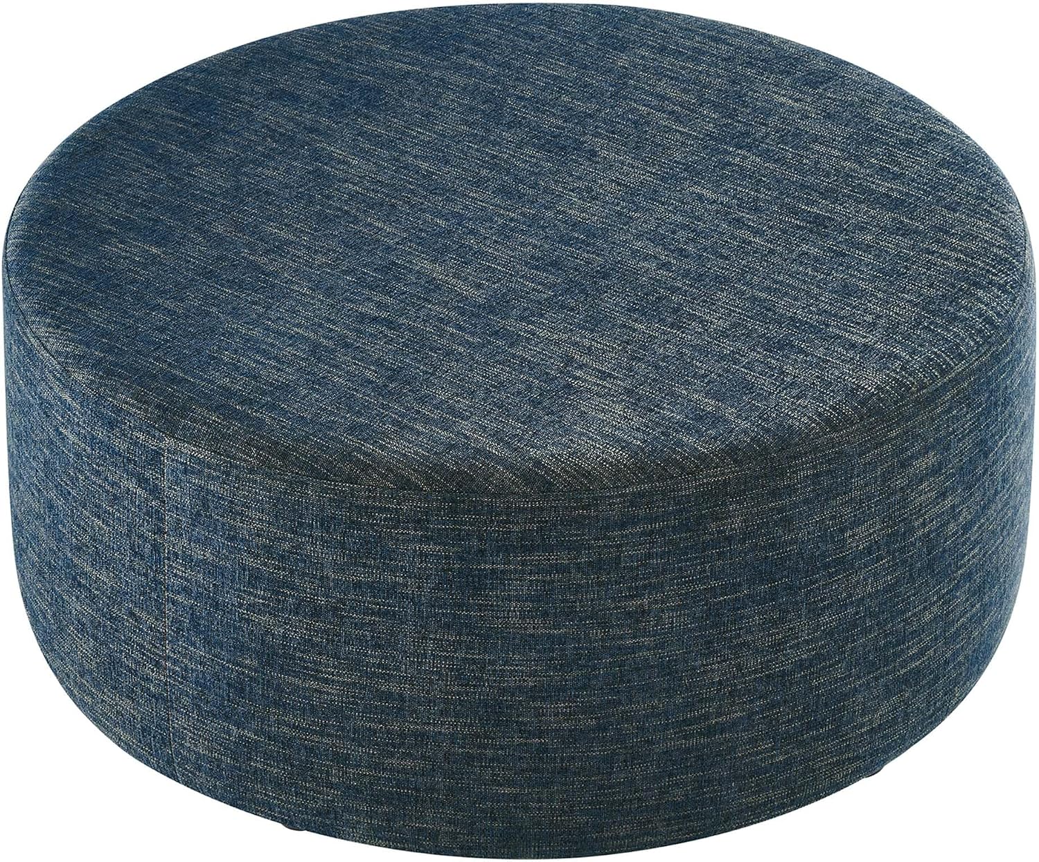 Modway Callum 38 Inch Round Ottoman in Heathered Weave Azure - Heathered Woven Fabric - Versatile Upholstered Coffee Table and Footrest - Couch Ottoman - Living Room Accent Table