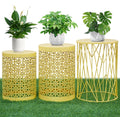 HFHOME Set of 3 Heavy-Duty Round End Table, Side Table, Coffee Table for Indoor Multifunctional Use, Outdoor Decorative Garden Stool Plant Stand-Yellow