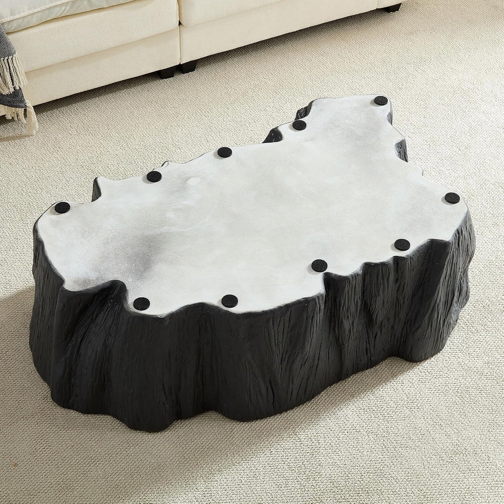 WILLIAMSPACE 48.62' Irregular Coffee Table with Tree Root Design for Living Room, Modern Luxury Fiberglass Center Table with Unique Shape, Accent End Tea Table for Apartment, No Need Assembly (Black)