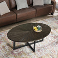 Solid Wood Oval Coffee Table with Cross Metal Legs, 47.9' Industrail Bar Cocktail Table for Living Room Kitchen Office Sofa Table Bristro Table for Cafe/Bar Black 1831BK