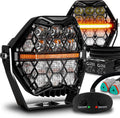TRUE MODS 80W 5' Round LED Pods Offroad Light Pair Set [Side Shooter Optics] [Amber Turn Signal Marker Light] Off-Road Fog Driving Lights for UTV ATV Jeep Wrangler SxS 4x4 Truck Pick-Up Auto - Black