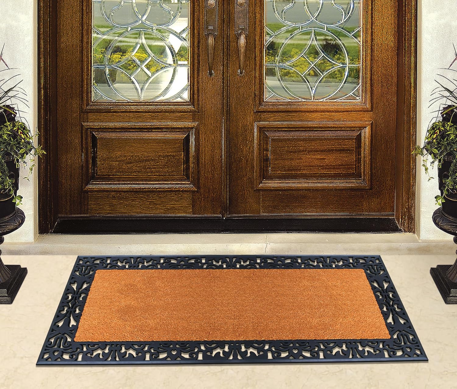 A1 Home Collections Natural Coir & Rubber Door Mat, 30'x60' - Thick, Durable, Heavy Duty, Anti-Shed, Fade-Resistant, Long-Lasting Outside Entrance Large Doormat for Front Porch