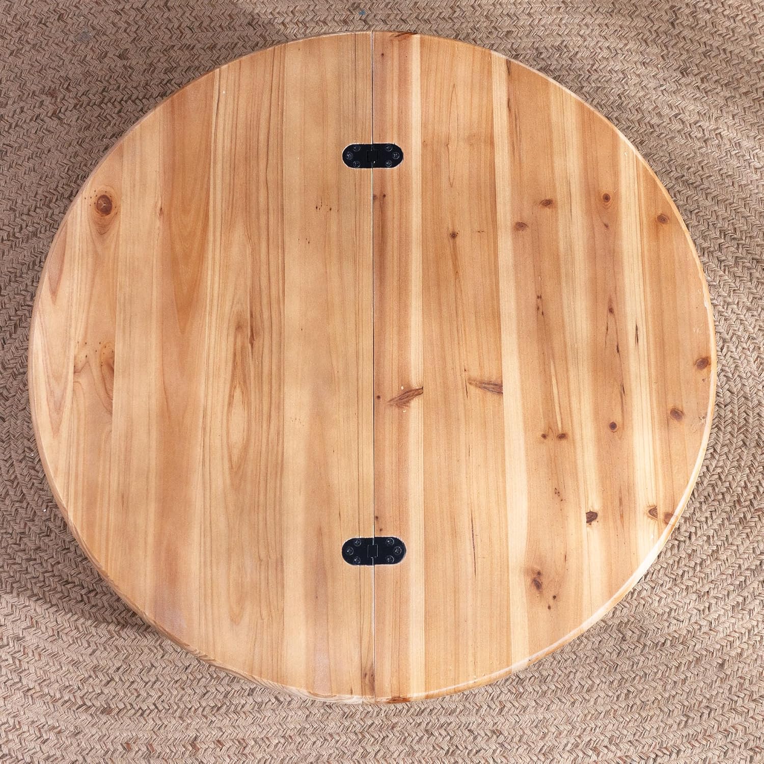 30.3'' Round Circle Coffee Table with Hidden Storage Space for Living Room, Modern Farmhouse Countryside Wood Coffee Table, Easy Assembly, Natural