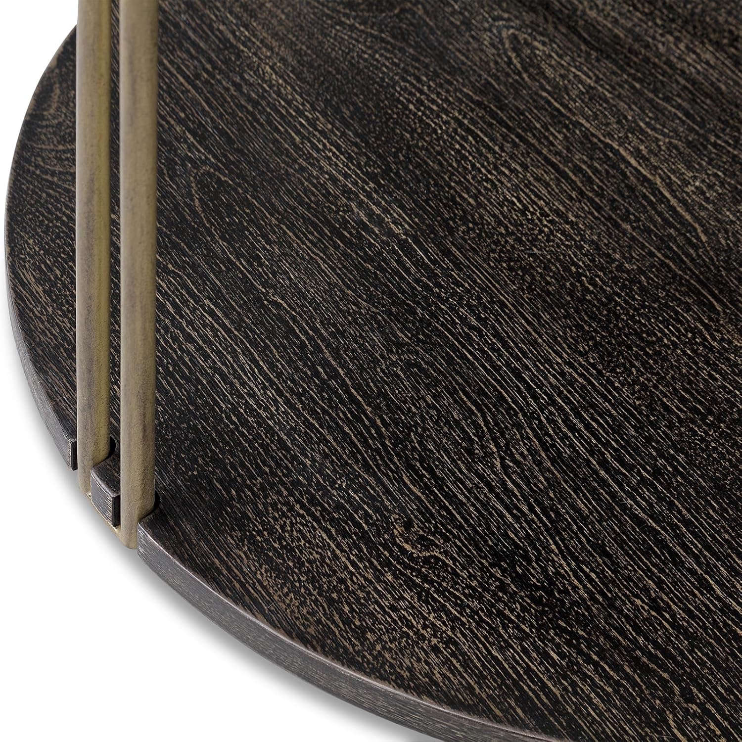 Biaco Modern Industial Round Side Table, Circle Coffee End Table Bedside Nightstand for Living Room & Small Space Decor, Birch Veneer Textured & Gold Metal Legs, Black Gold