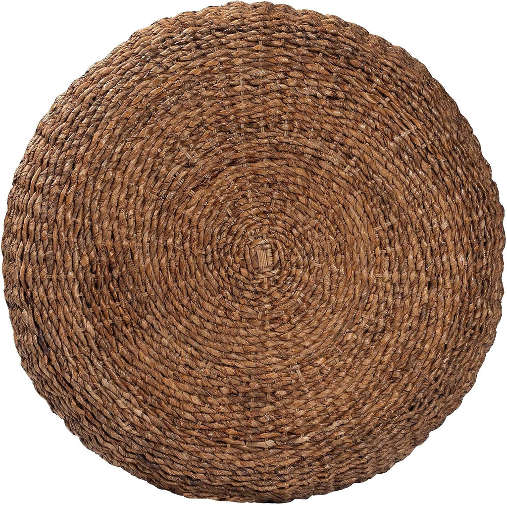 bali & pari Riau Handwoven Seagrass Coffee Table with Wooden Legs – Natural Wicker Round Living Room Table for Living Room or Bedroom Décor