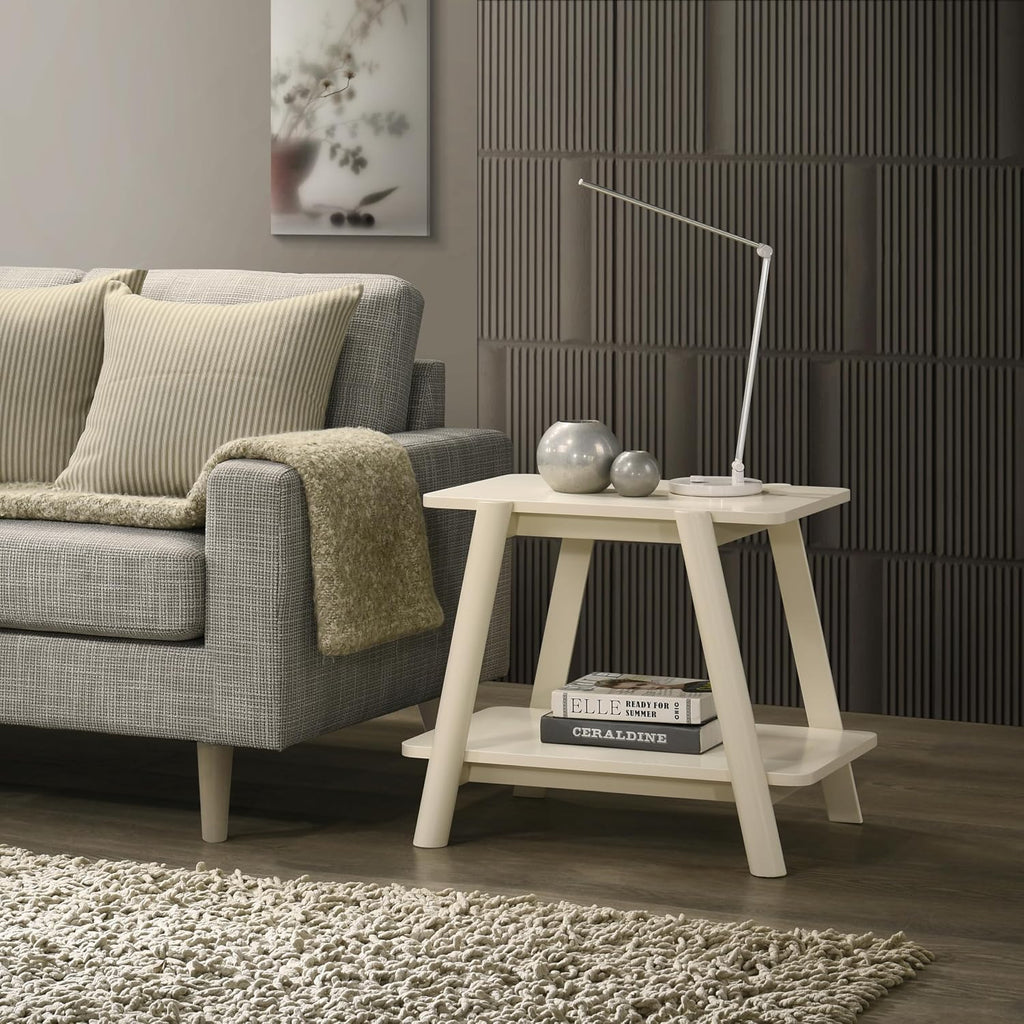 Roundhill Furniture Metz 3-Piece Coffee Table Set, Coffee Table and Two End Tables, Off-White Finish