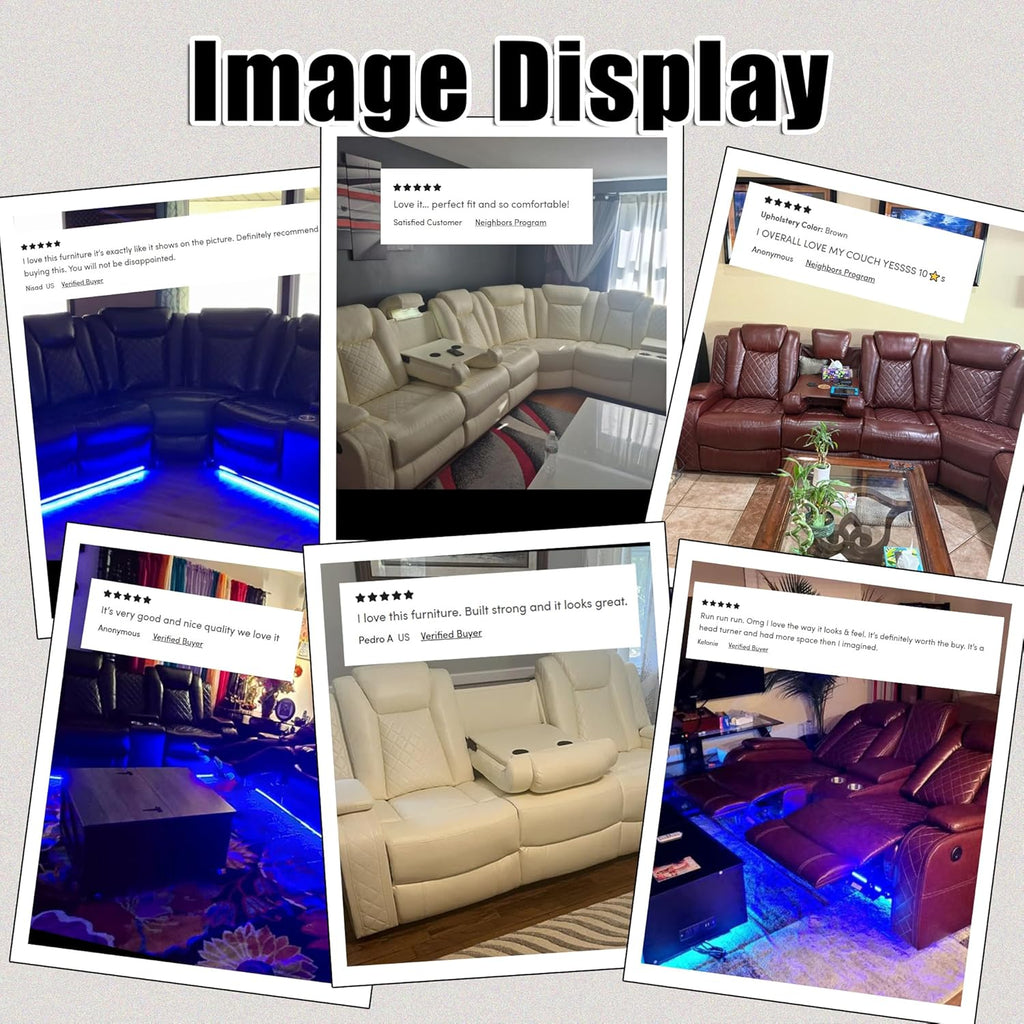 Power Leather Recliner Sofa with LED Lights, Power Single Reclining Chair, Single Leather Sofa Chair with Arm Storage for Living Room/Home Theater(Black,1 Seater)