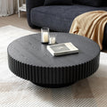 WILLIAMSPACE 35.43' Black Round Coffee Table, Modern Luxury Wood Circle Drum Center Table for Living Room, Accent Side End Table for Apartment, ø35.43' x 13.77'H (Black)